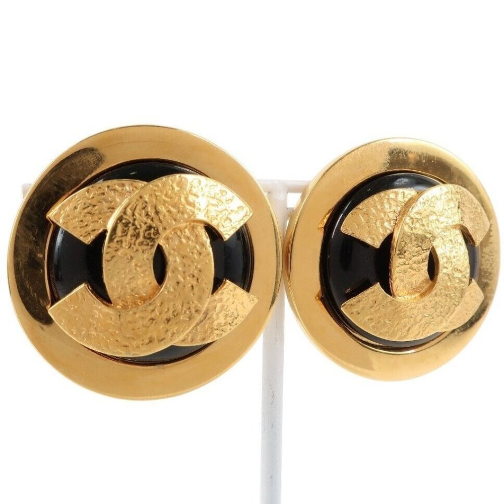 CHANEL COCO Mark Earring black Plated Gold Women - Picture 4 of 6